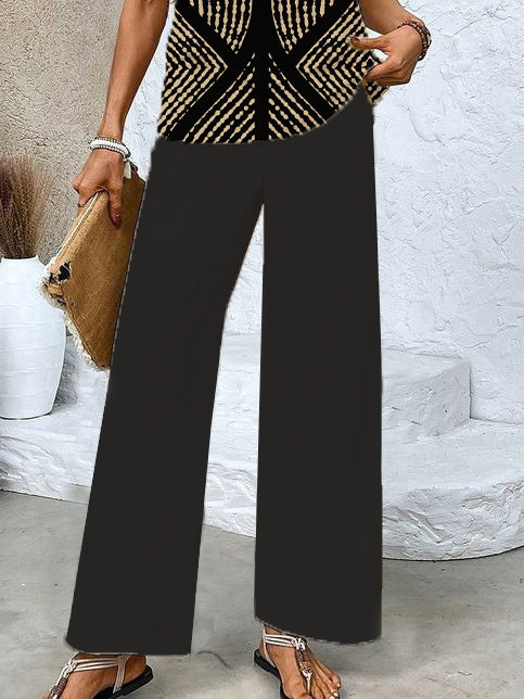 Women's Sleeveless Square Collar Graphic Printed Casual Set