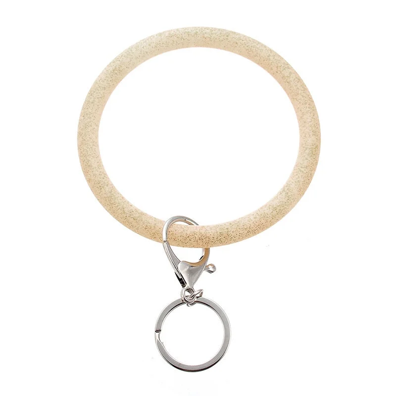 Dvacaman Hot Sale Big O Shaped Silicone Loop Wrist Key Ring Keychain with Gold O Clasp Round Key Wrist Strap Accessory Wholesale