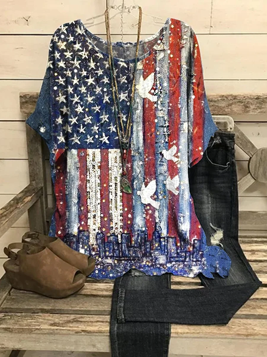 Women's Patriotic Independence Day Print Casual Vintage Top