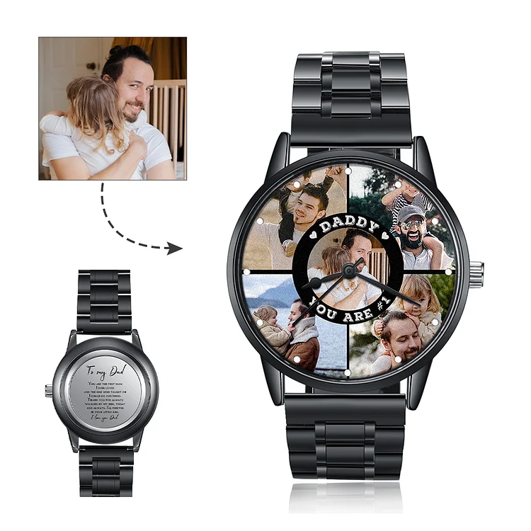 To My Dad Photo Watch Stainless Steel Strap #1 Dad Watch
