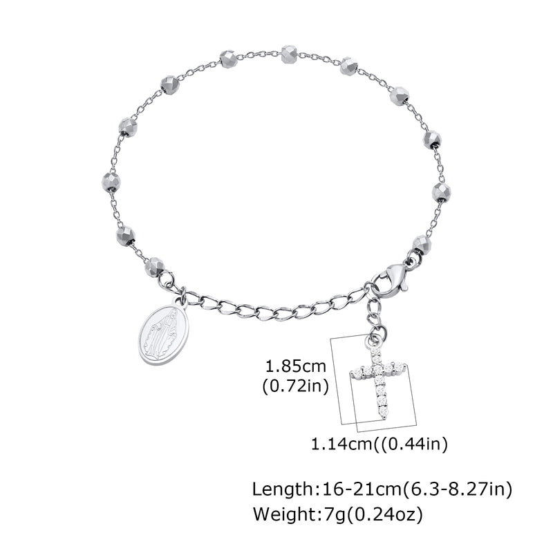 Elegant Lady IG Style Portrait Virgin Mary 304 Stainless Steel 18K Gold Plated Bracelets In Bulk Stainless Steel Bracelets