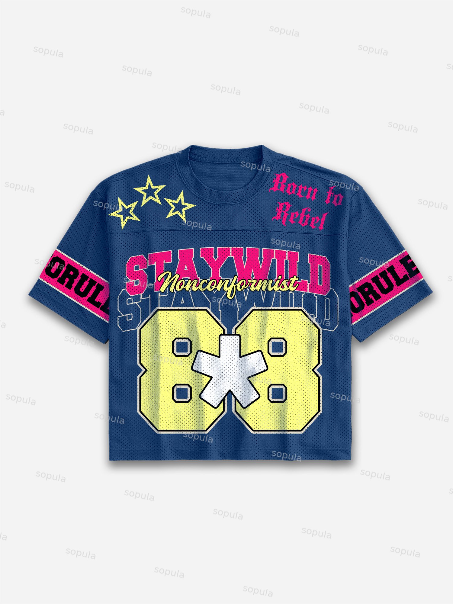 Y2k Street Stay Wild Blokecore Mesh Football Jersey T-shirt