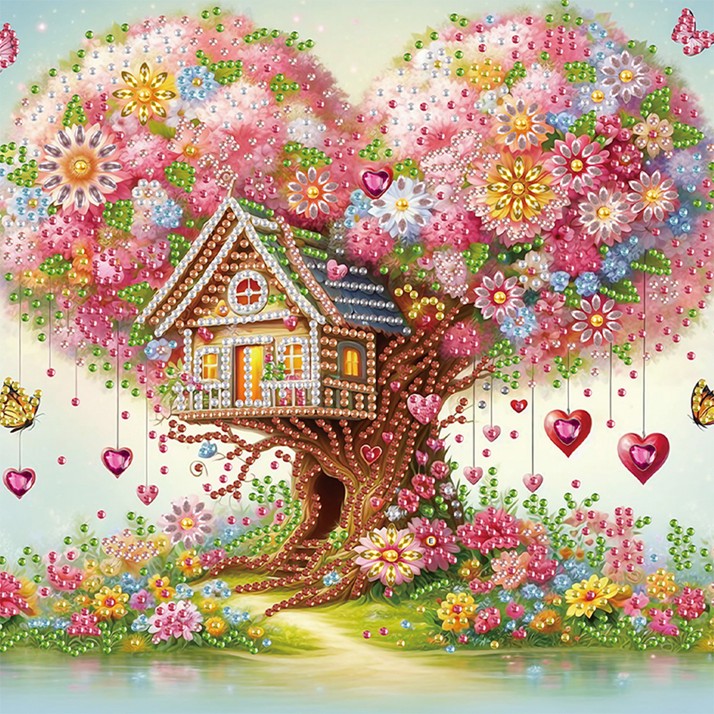 Flowers In The Woods 30*30cm(canvas) special shaped drill diamond painting
