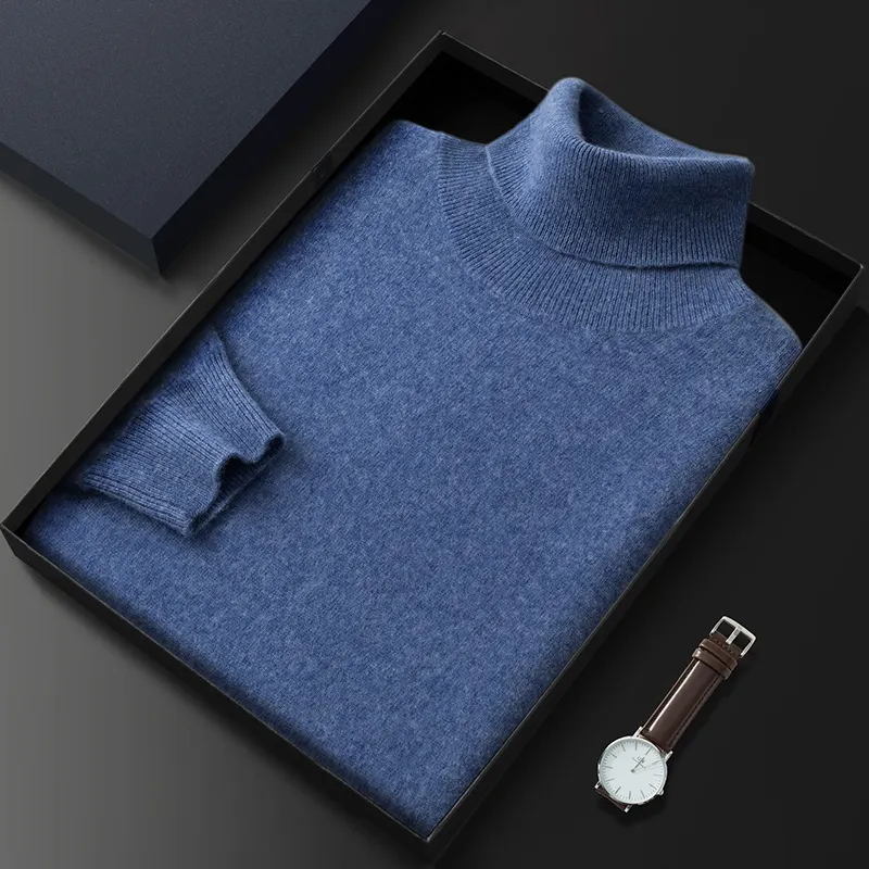 Warm Men's Cashmere Turtleneck Jumper with Scarf main image 0
