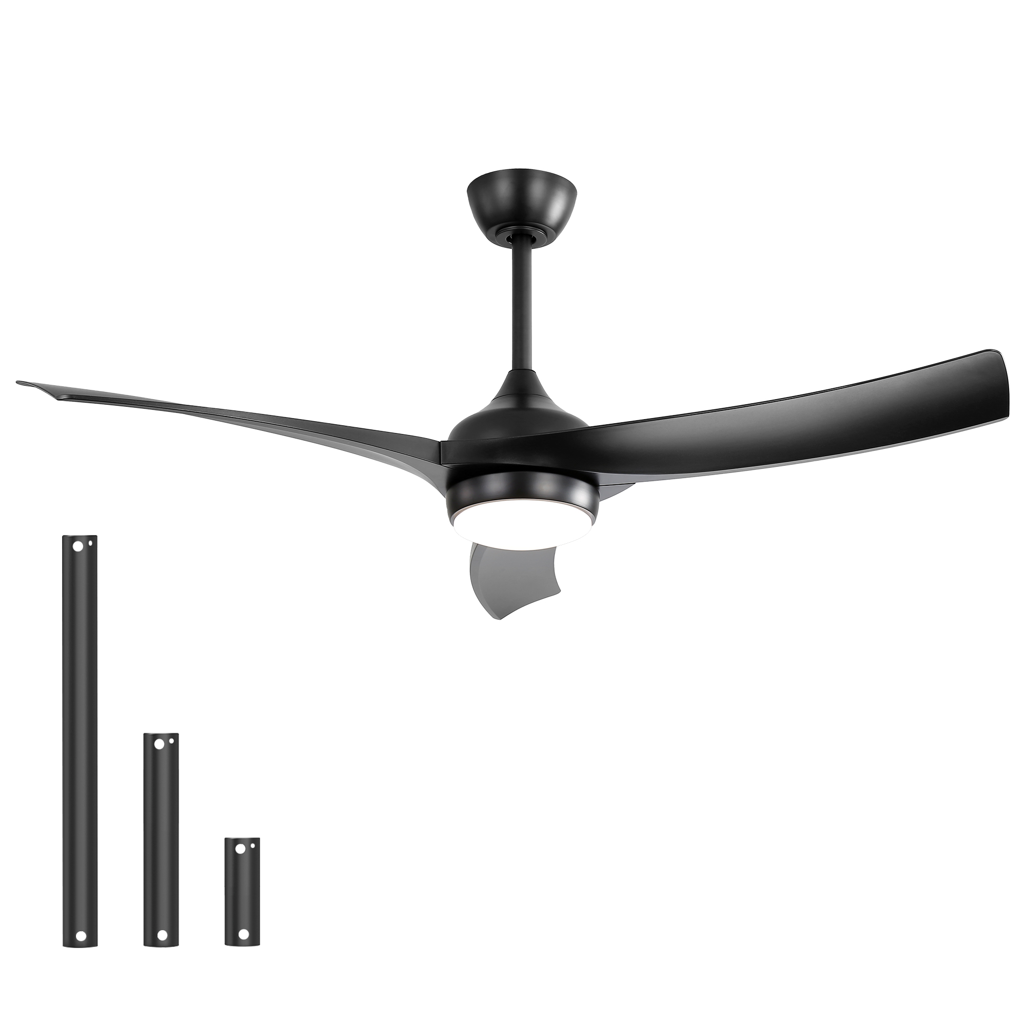 52 in. LED Ceiling Fan with Light 6-Speed Remote Control, 3-Color Dimming & Reversible DC Motor, Suitable for All Seasons, Black