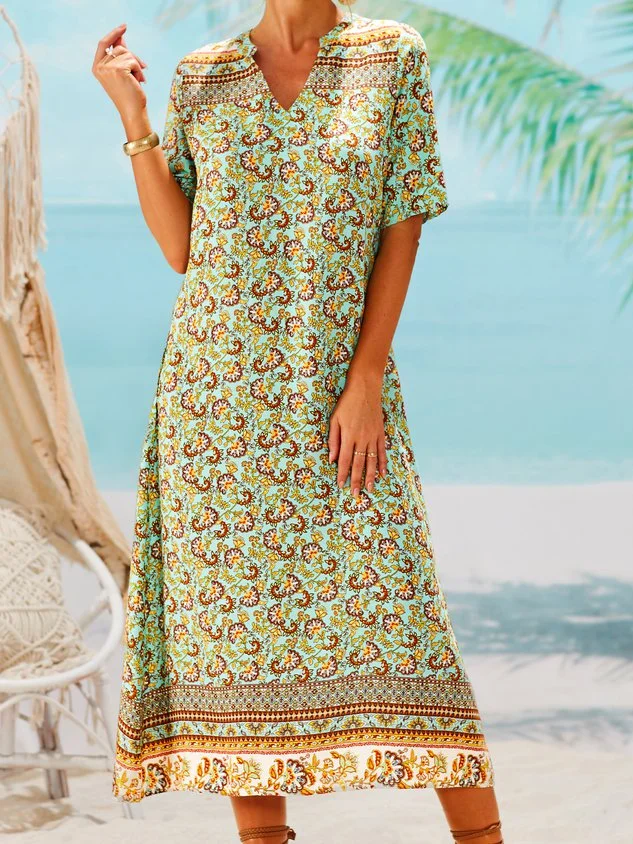 Boho Short Sleeve Weaving beach dresses