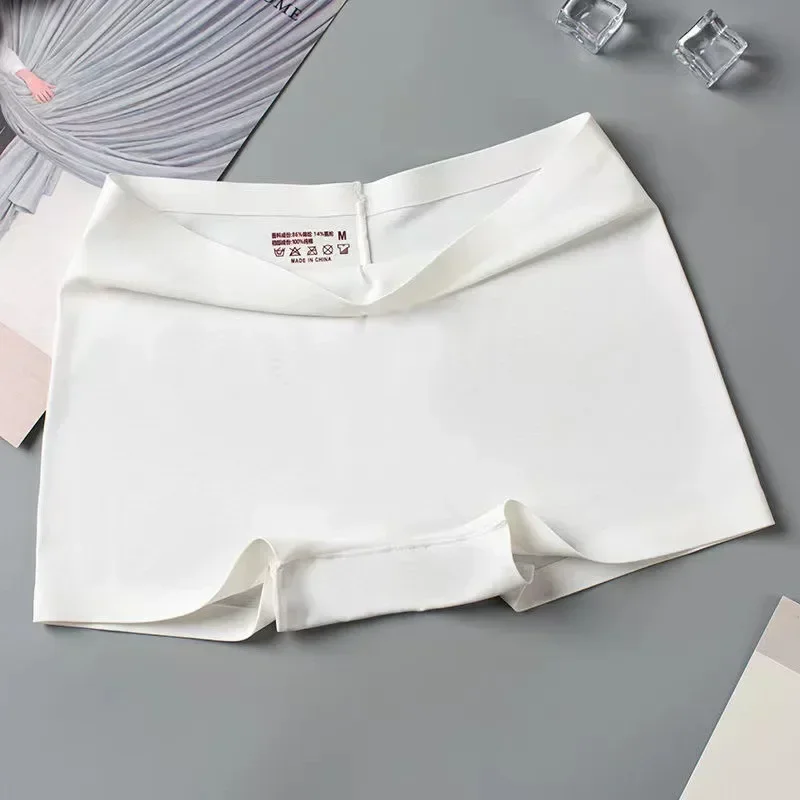 Intbuyer Ice Silk Seamless Underwear Summer Thin Women's Boxer Shorts Ladies Panties Safety Pants Soild Female Mid Waist Lingerie Panty