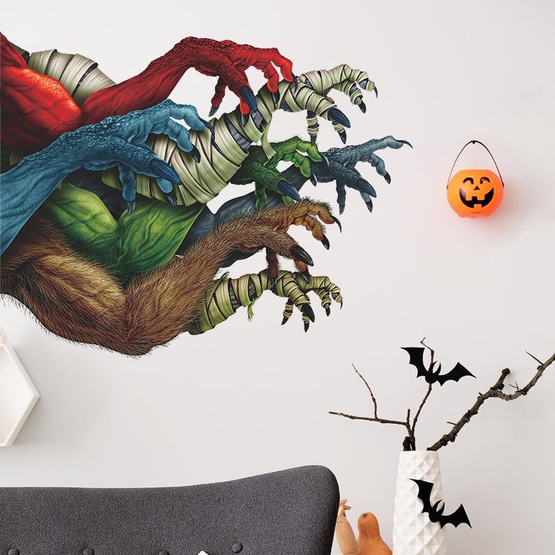 Halloween015 Cartoon Multiple Arms Party Atmosphere Wall Sticker 35*60cm