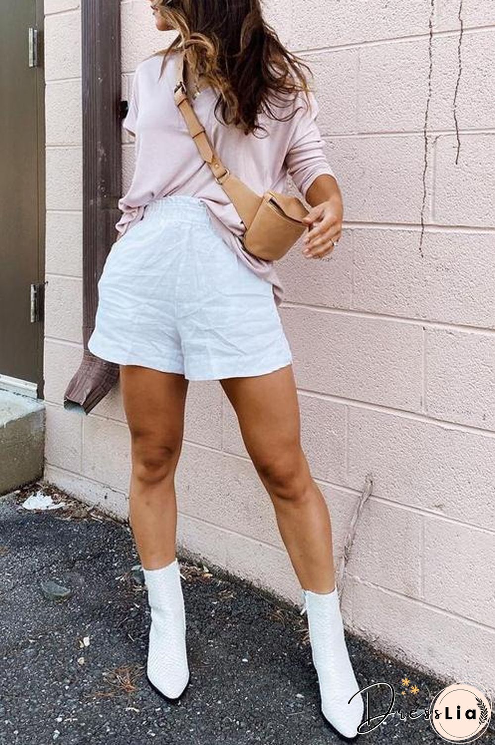 Solid Linen A Line Shorts