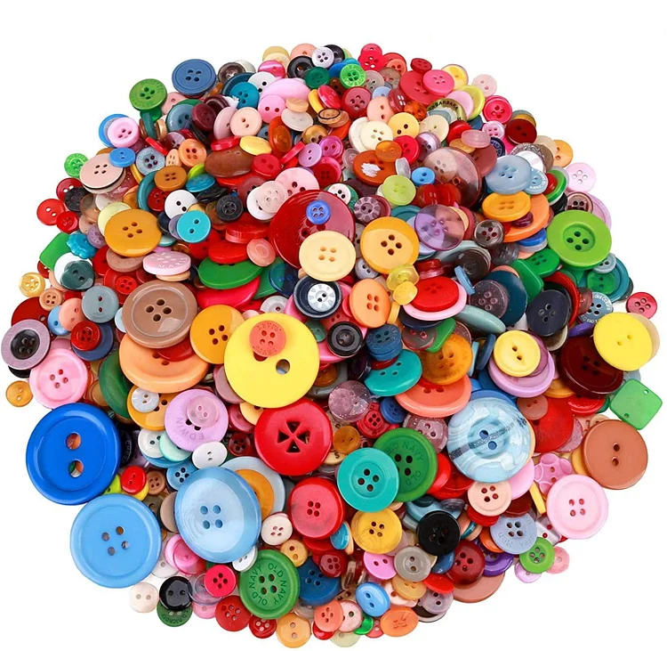 500Pack Round Resin Buttons for Crafts, Colorful Button Bulk with 2 or 4 Holes for Sewing, Assorted Color & Size