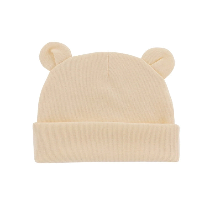New Infant Fetal Cap Newborn Head Cap Solid Color Ear Hat Boys And Girls Baby Hat A54