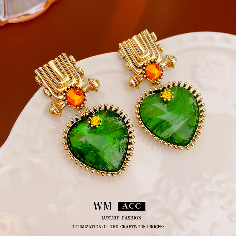 Medieval Heart Geometric Alloy Electroplating Earrings