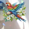 (US Only)2D Flat DIY Parrots Flowers Diamond Art Pendant Window Hanging Art for Home