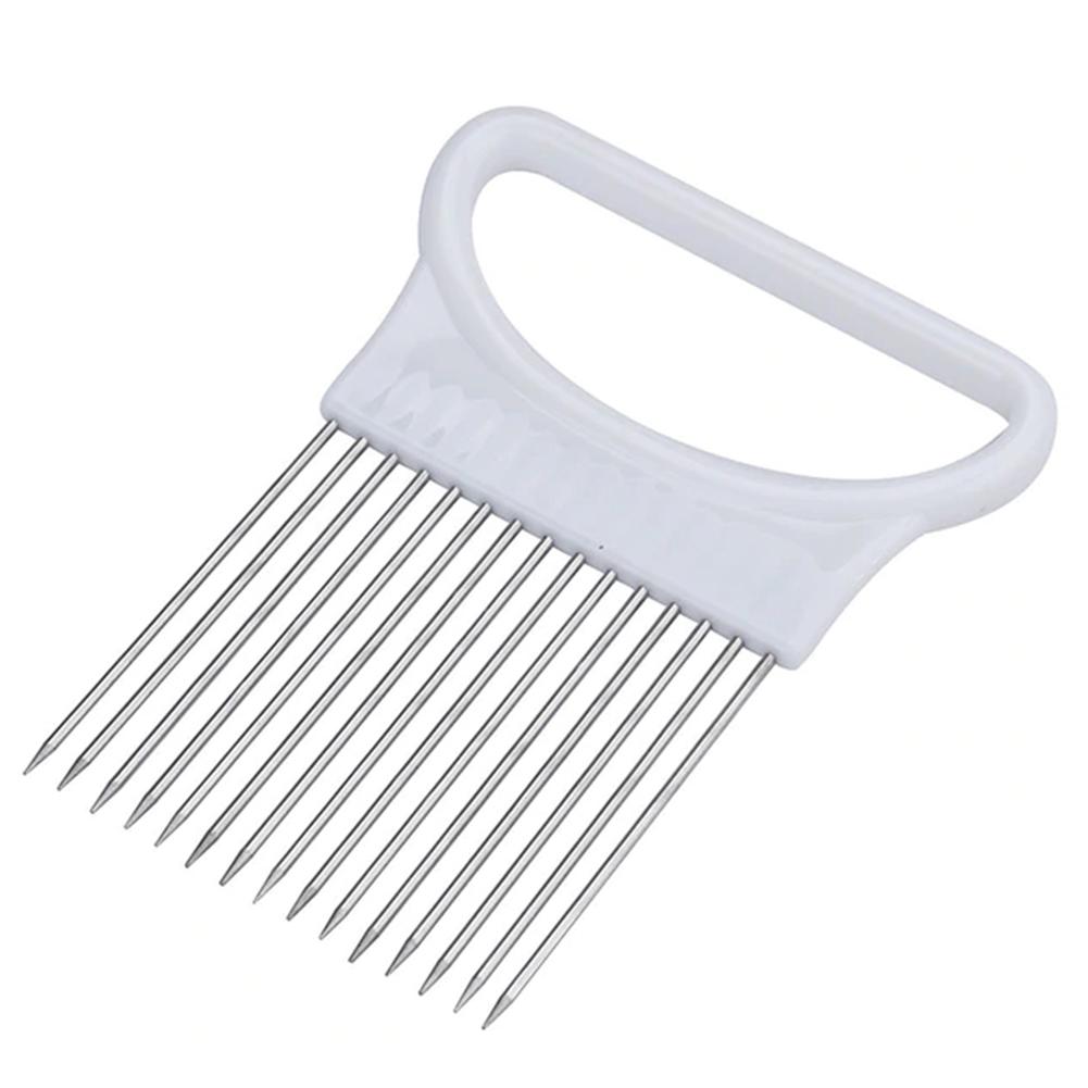 

Onion Cutter Stainless Steel Vegetables Tomato Slicer Holder Meat Needle, White, 501 Original