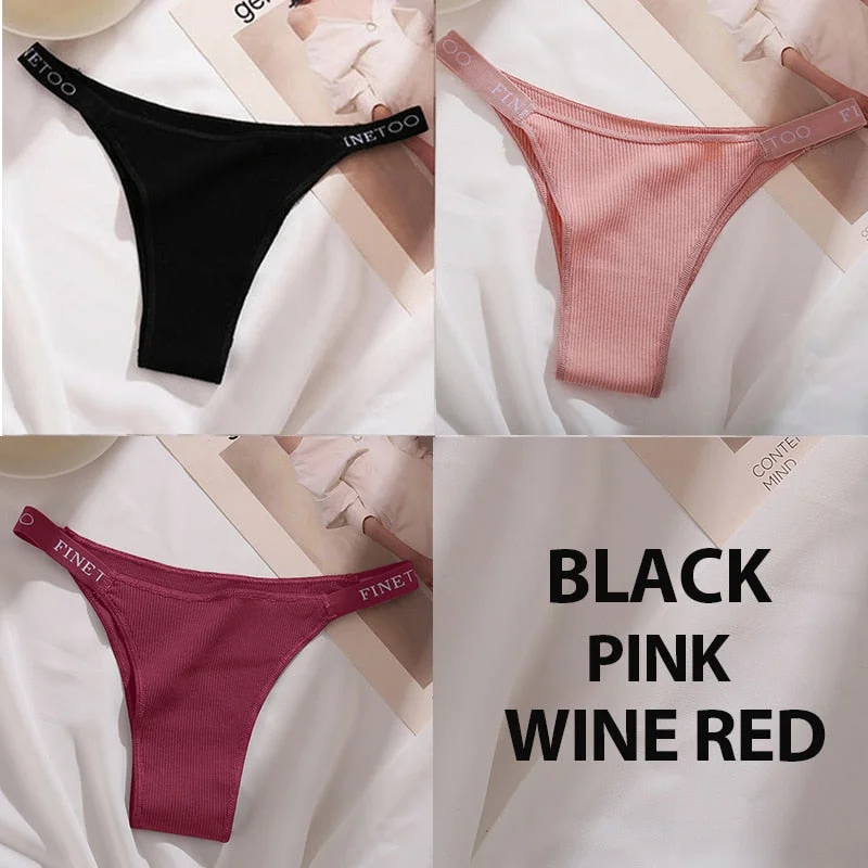 3PCS/Set Cotton Panties Briefs Women Underpants Female Sexy Panties Thong Women's Pantys Underwear Solid Color Intimate Lingerie