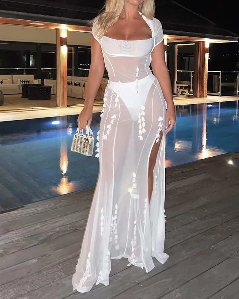Three piece see through swimsuit