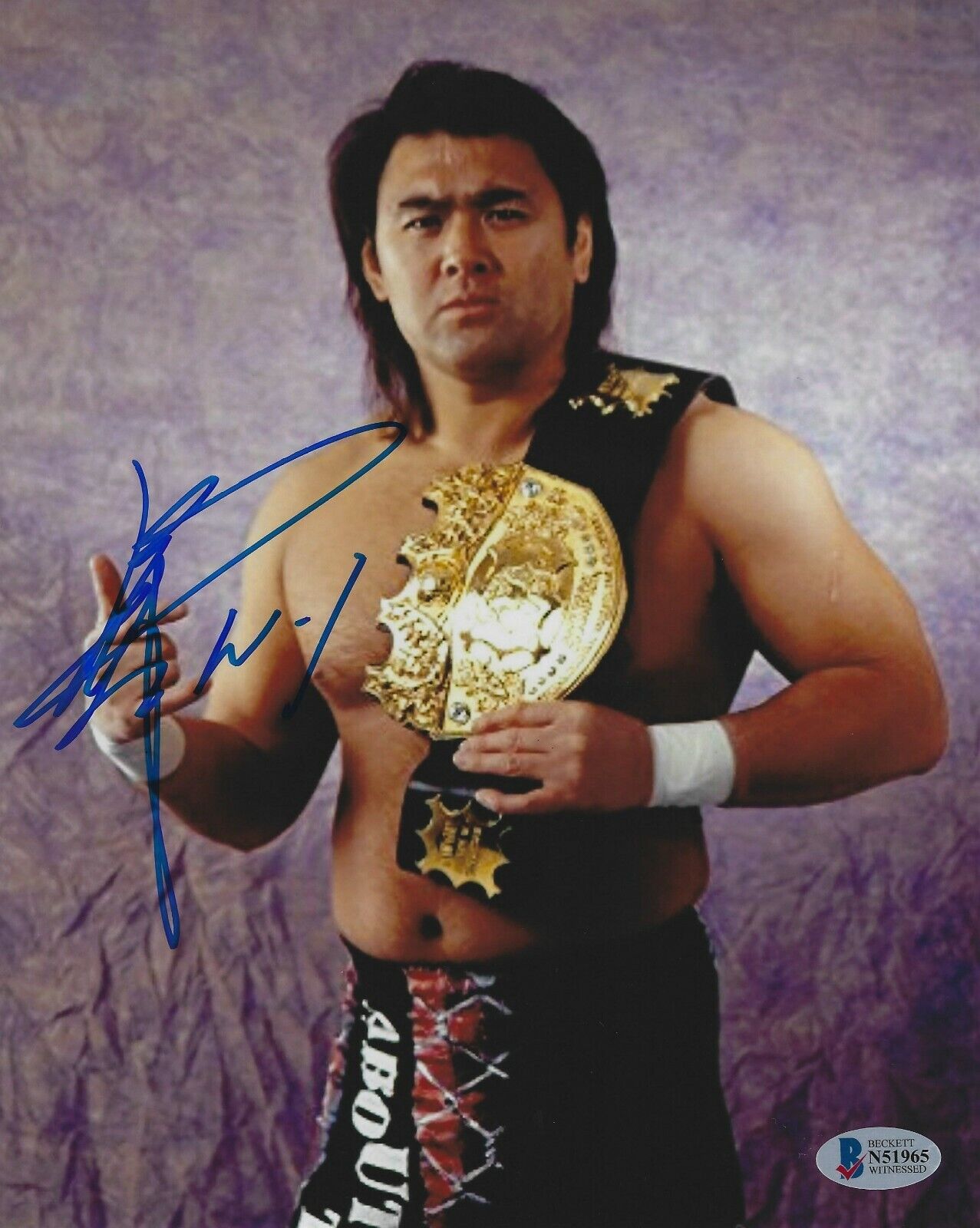 Keiji Mutoh Signed 8x10 Photo Poster painting BAS COA WCW NWA New Japan Pro Wrestling Great Muta