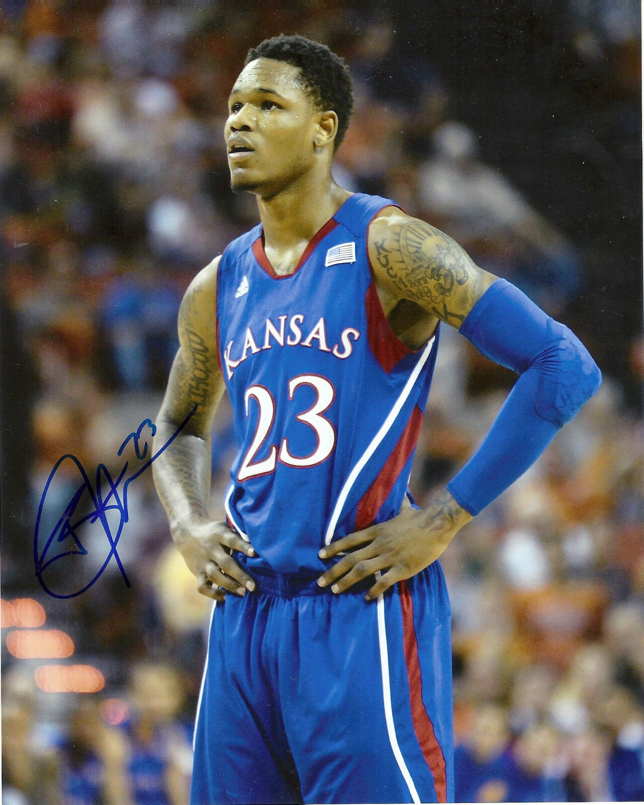 BEN MCCLAMORE 'KANSAS JAYHAWKS' NBA DRAFT SIGNED 8X10 PICTURE *COA 4