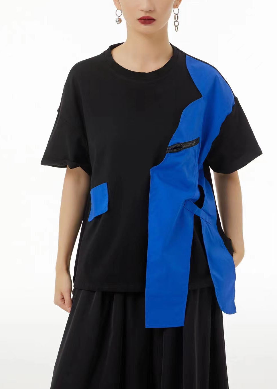 VCSHOES Colorblock Asymmetrical Patchwork Cotton Tanks Summer