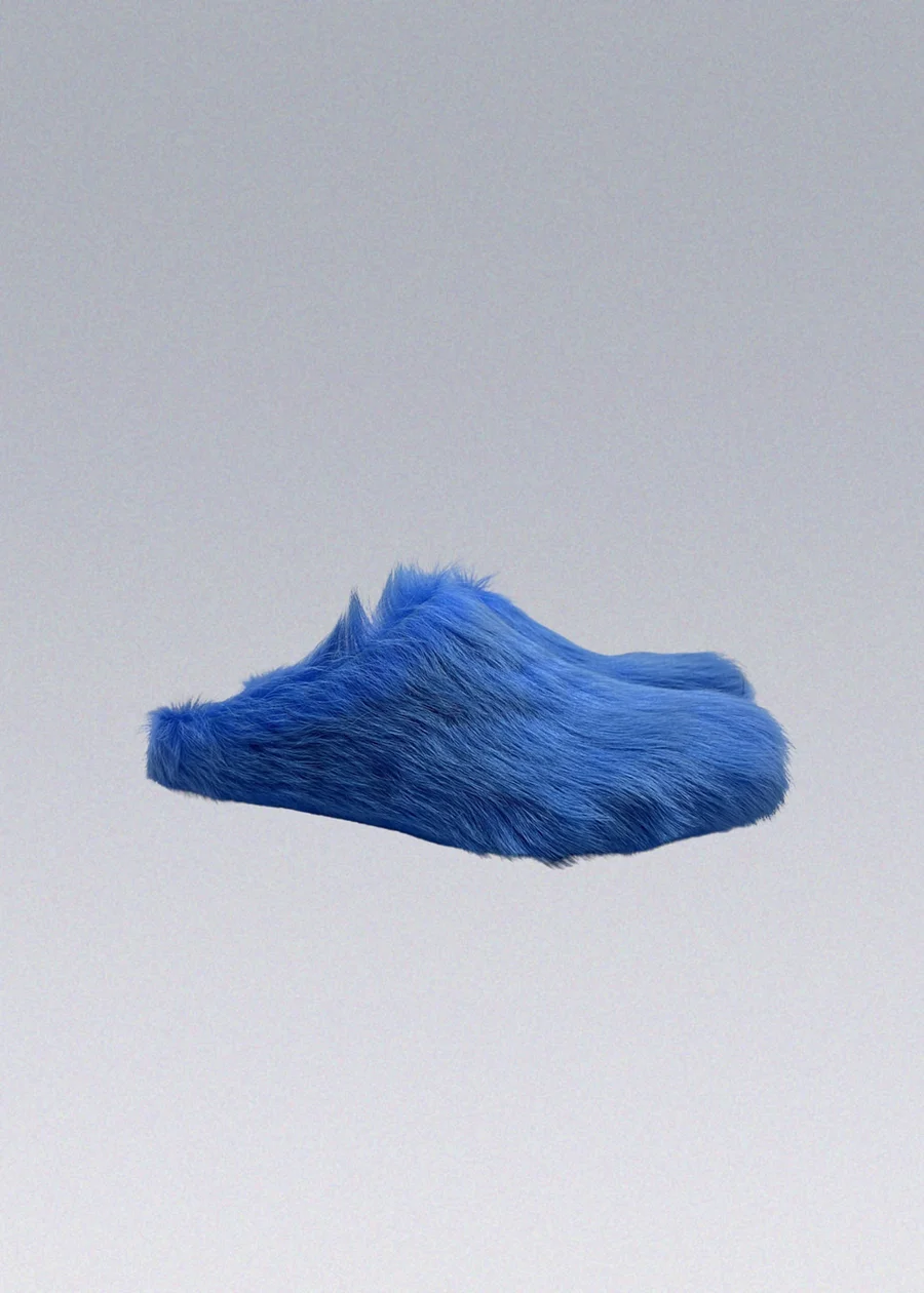 Marni Electric Blue Faux Fur Slip-On Clogs Marni Fussbett Sabot slip-on Slippers | Blue | FARFETCH main image 4
