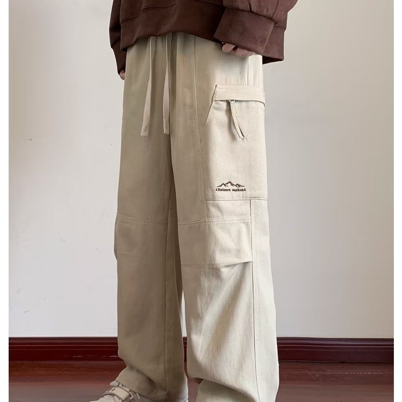 Longyouyou New Autumn Fashion Brand Korean Youth American Retro Workwear Pants Loose and Handsome Straight Men's Versatile Casual Pants