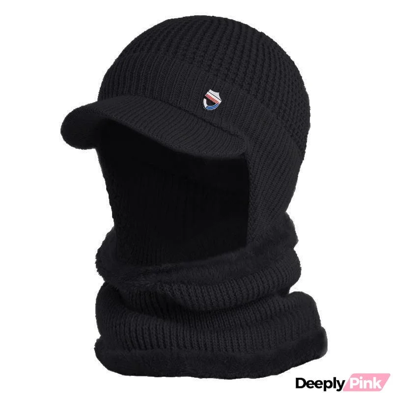 Winter Cozy Outdoor Warm Knitted Brim Cap with Ear Flaps