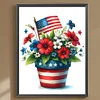 Blumentopf zum Unabh&auml;ngigkeitstag - runder Bohrer Diamantmalerei - 30*40cm