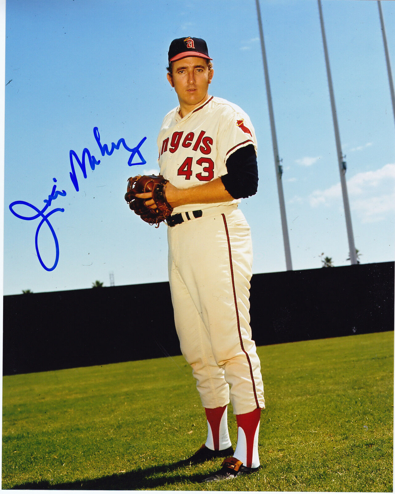 JIM MALONEY CALIFORNIA ANGELS ACTION SIGNED 8x10