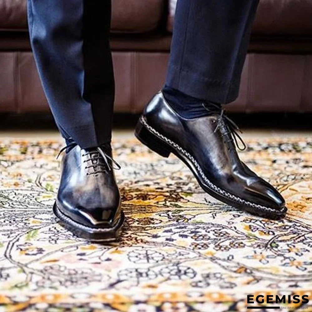 Bronze-color Effect Squared Toe Leather Shoes Classic Derby Shoes | EGEMISS