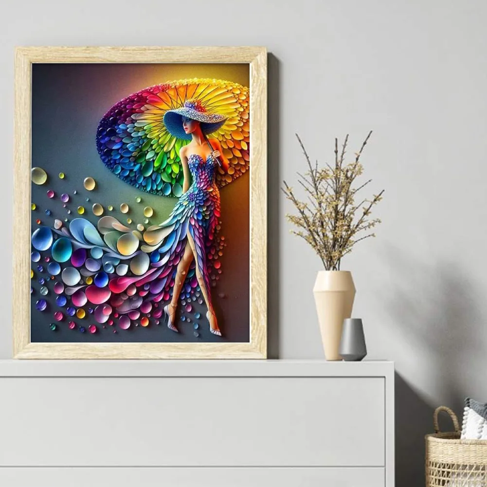 11CT Full Stamped Cross Stitch - Lady(Canvas|45*45CM)