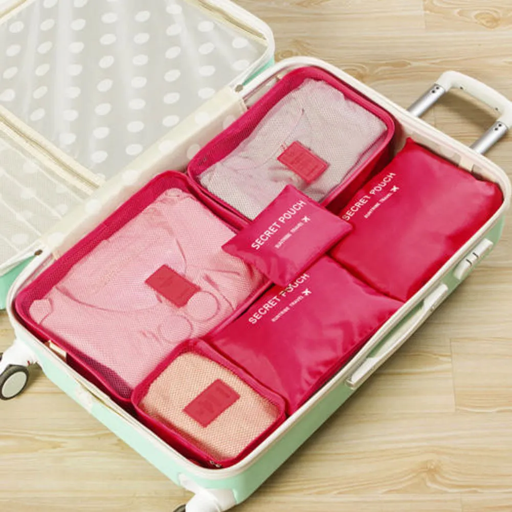 2020 Hot Selling 6Pcs Travel Clothes Storage Waterproof Bags Portable Luggage Organizer Pouch Packing Cube 8 Colors Local Stock