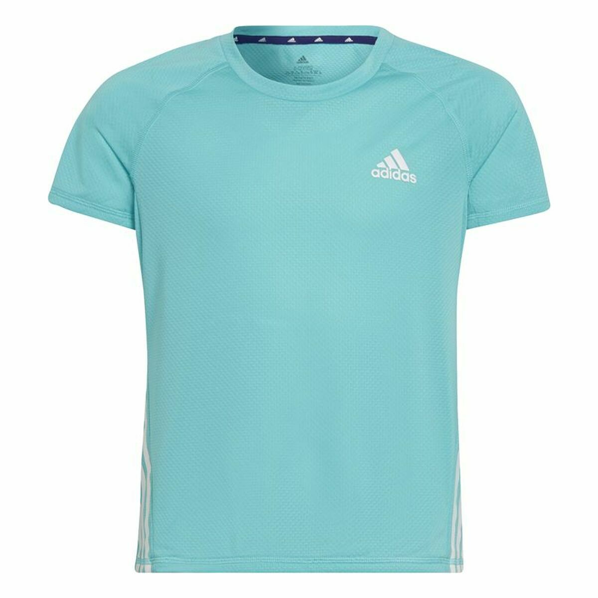 Child's Short Sleeve T-Shirt Adidas Aeroready Three Stripes Aquamarine - sale.kim -  endless selection of finest brands