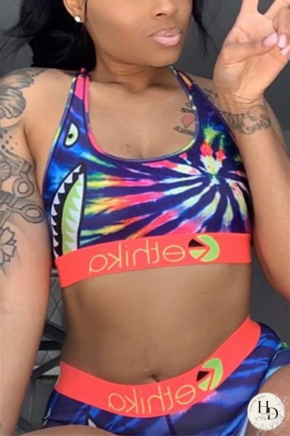 Red Fashion Sexy Printed Vest Shorts Set