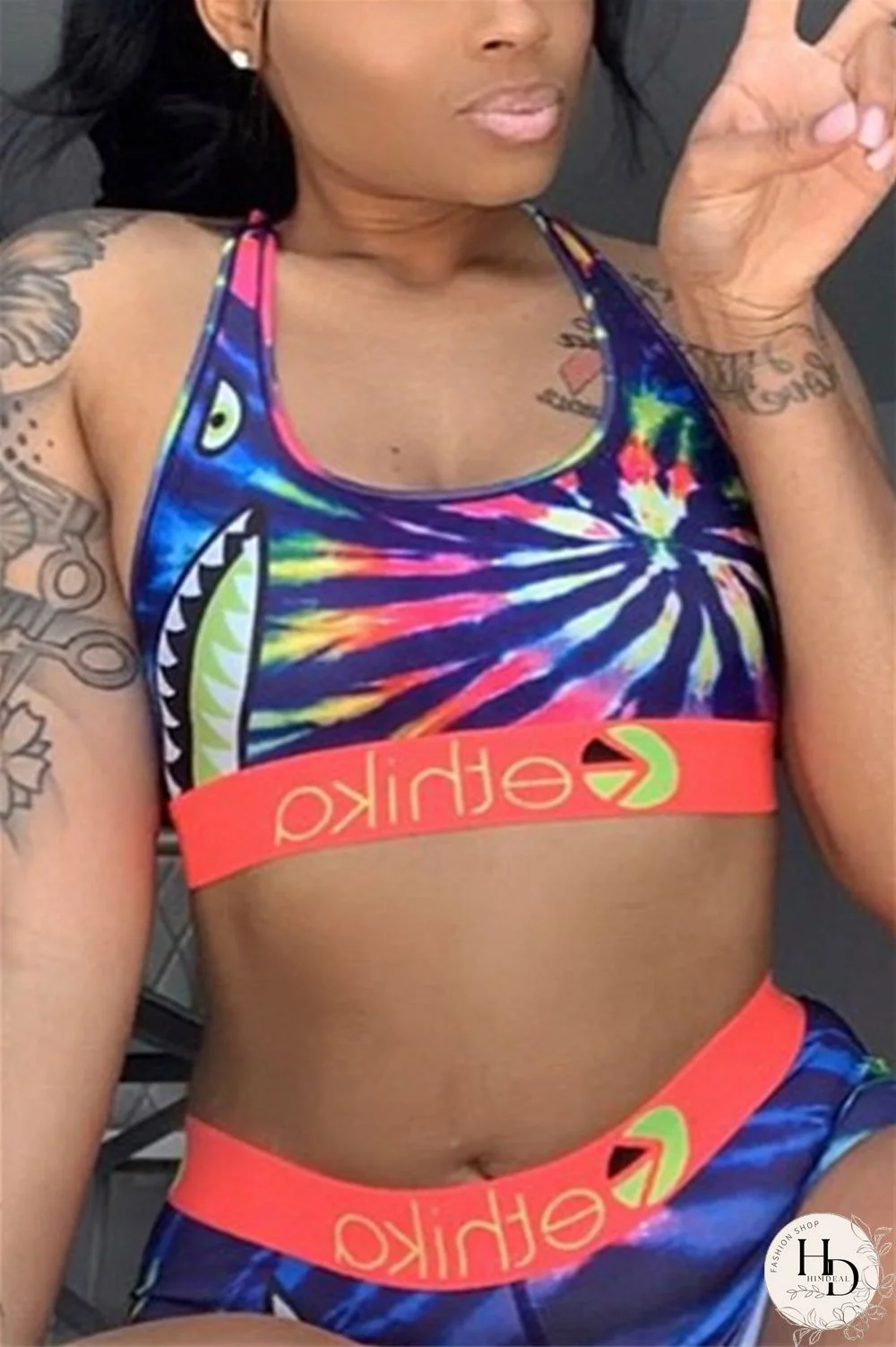 Red Fashion Sexy Printed Vest Shorts Set