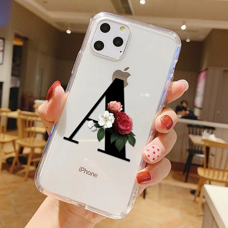 Customized Floral Initial Letter Silicone iPhone Case