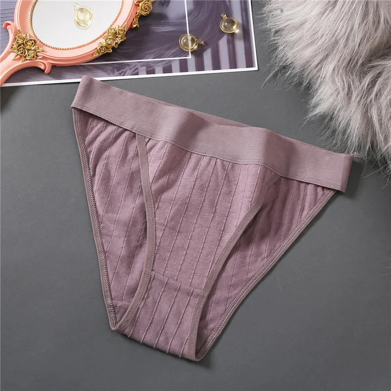 FINETOO Women Cotton Panties Comfortable Wide Waist Briefs Sexy Women Underwear M-XL Soft Striped Underpants Female Lingerie New