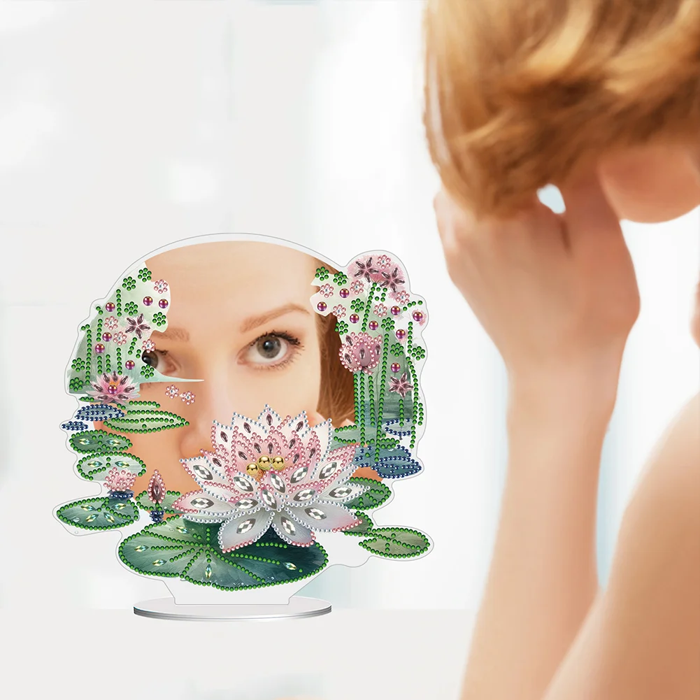 DIY Lotus Acrylic Diamond Art Mirror Home Decoration