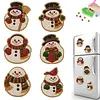 6PCS Cute Snowman DIY Pearl Diamond Painting Christmas Fridge Magnets, Sparkling Rhinestone Refrigerator Magnet Craft Kit for Home Decor & Gifts