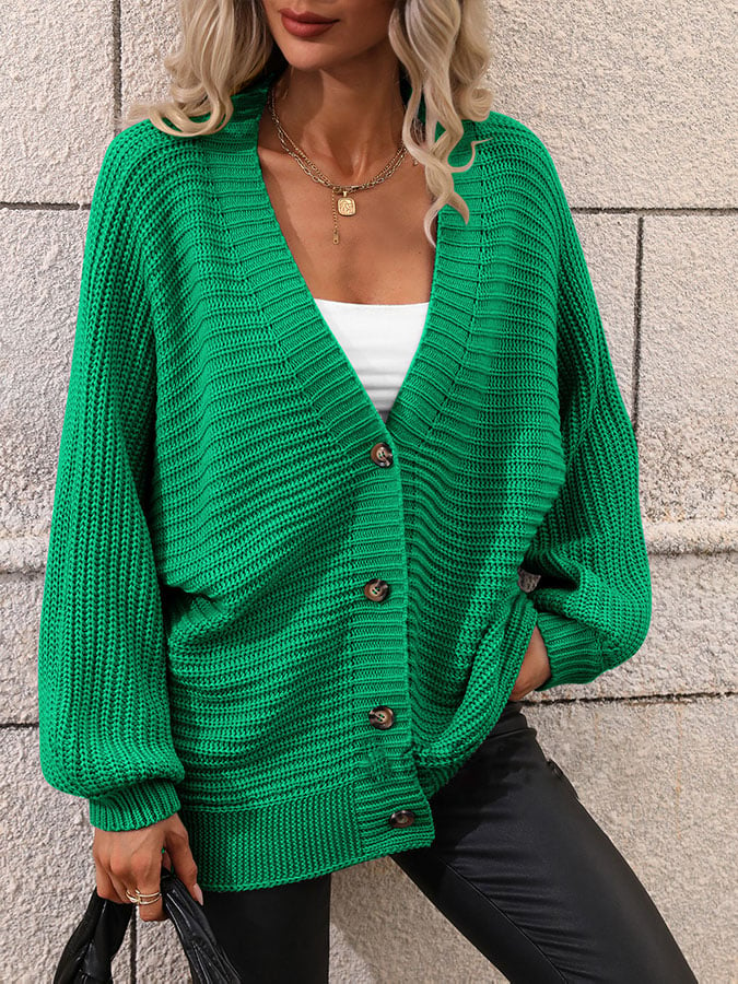 Women'S Sweater Solid Color Knitted Cardigan