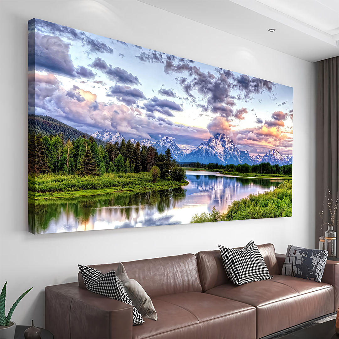 Oxbow Bend Grand Teton National Park Modern Canvas Wall Art 