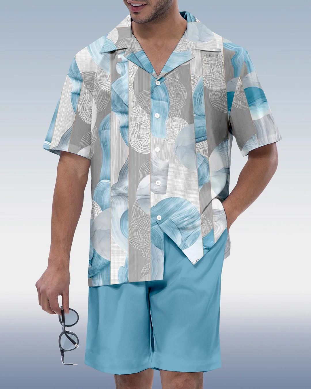 Suitmens Men's Hawaiian Vacation Short Sleeve Set 086