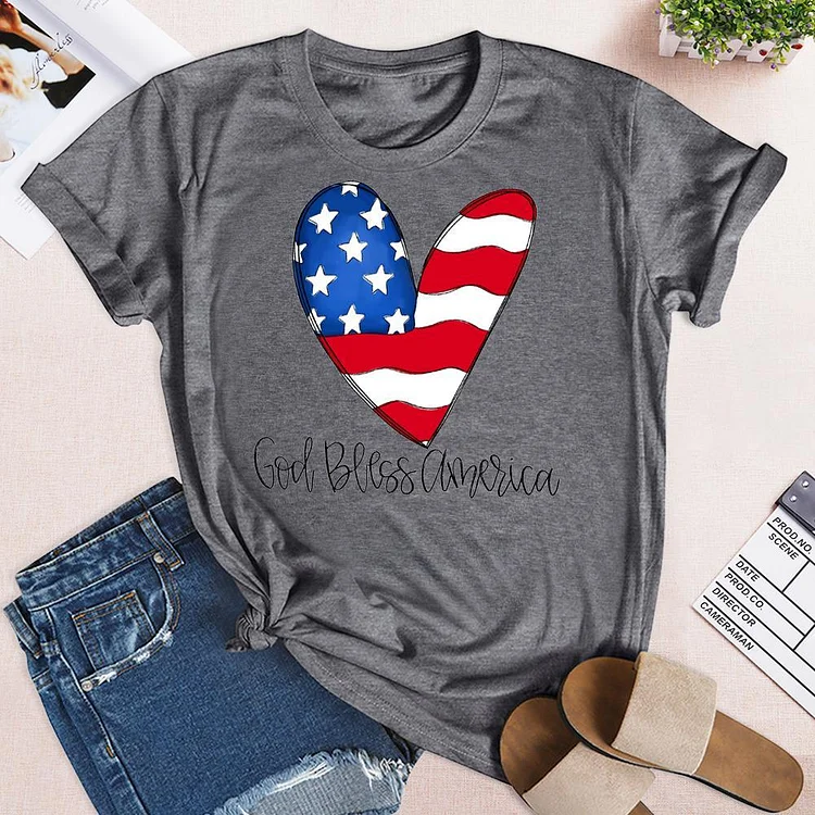 USA American Flag heart T-shirt Tee --Annaletters