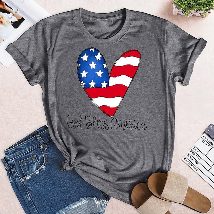 USA American Flag heart T-shirt Tee -