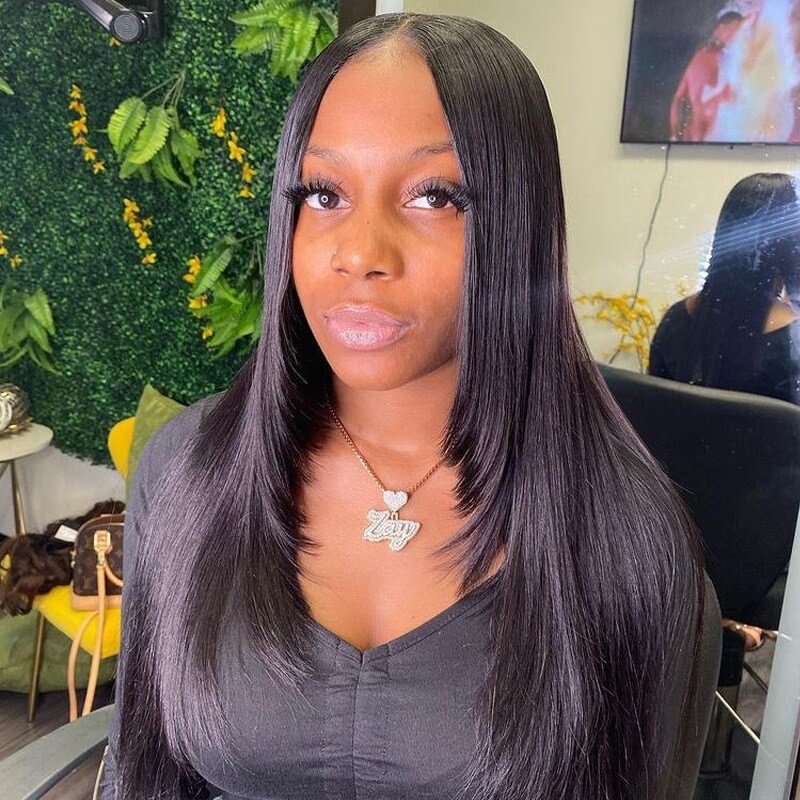 Hair Inner Buckle Straight Lace Wig Side Part Brazilian Human Hair Lace Front Wigs Pre Plucked Layered Lace Wigs for Black Women US Mall Lifes