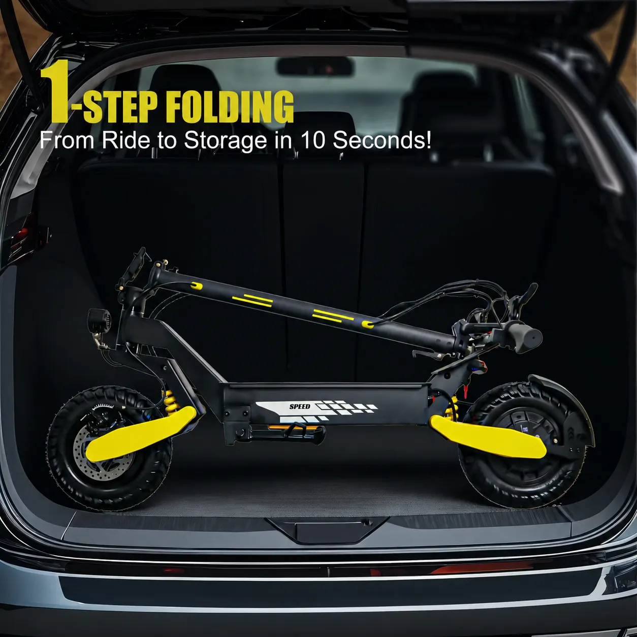 Three-second folding system and compact folded dimensions