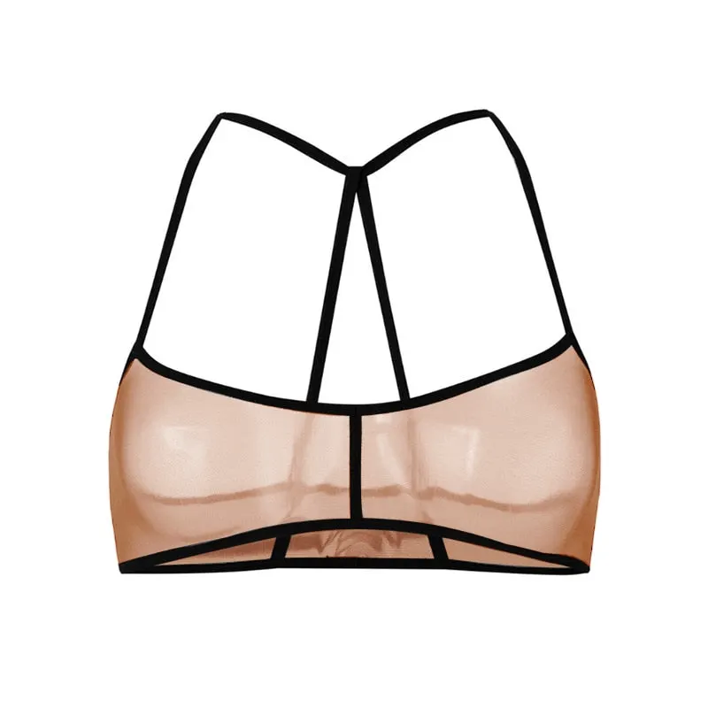 Women Transparent Bralette See Through Bra Mesh Unlined Lingerie Sexy Lace  Tube Top Soft Comfortable Brassiere Black Underwear