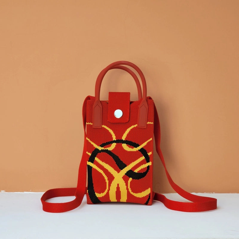 Women’s Polyester Cartoon Cute Square Hidden Buckle Shoulder Bag Handbag Crossbody Bag