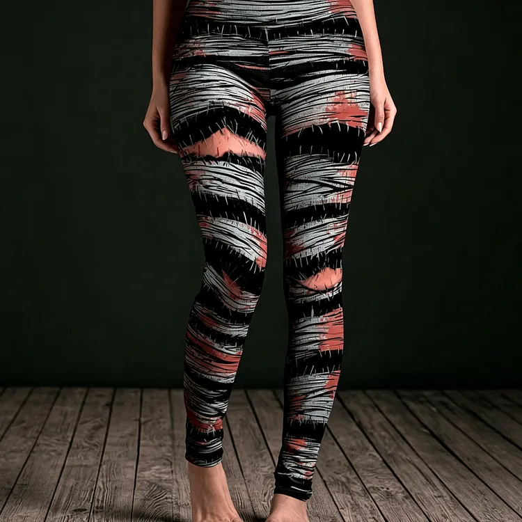 Women's Halloween-themed Gory Bandage-print Leggings