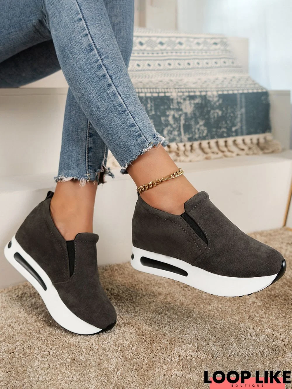 Casual Slip On Height Increasing Platform Shoes