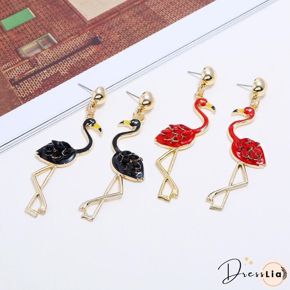 Hot new long tassel flamingo ladies Christmas earrings